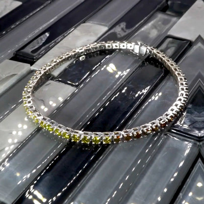 14kt White Gold Tennis Bracelet with VS Gradient Colored Diamonds