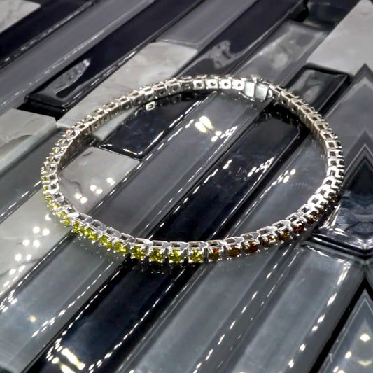 14kt White Gold Tennis Bracelet with VS Gradient Colored Diamonds