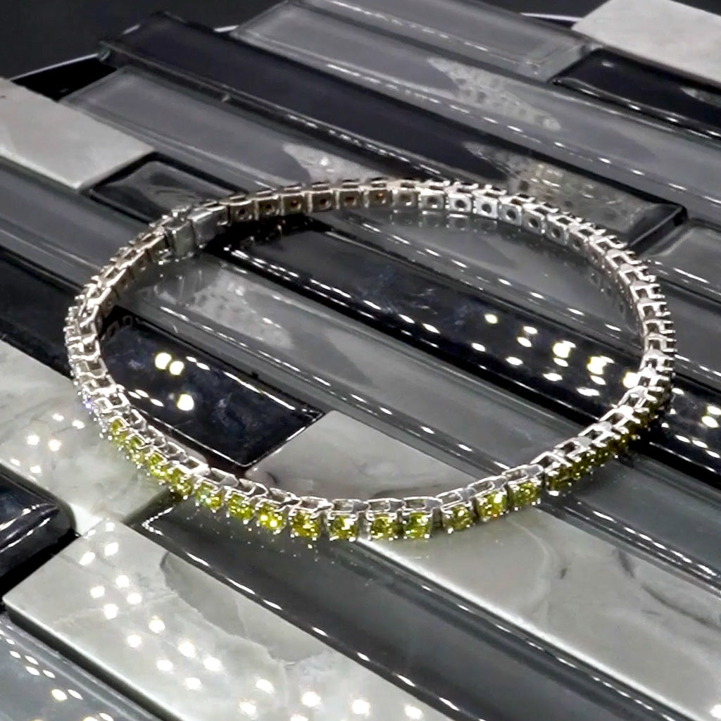 14kt White Gold Tennis Bracelet with VS Gradient Colored Diamonds
