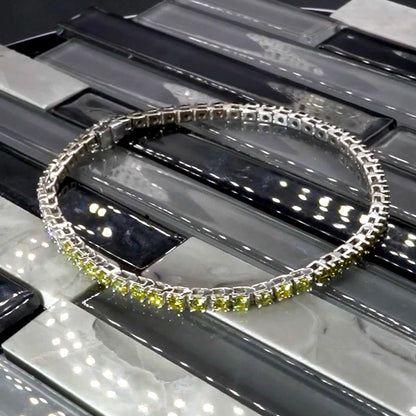 14kt White Gold Tennis Bracelet with VS Gradient Colored Diamonds