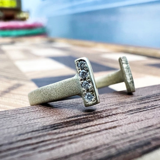 14kt Yellow Gold Ring with VS Diamonds (Sandblasted with Rubies)